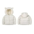 thumbnail image 4 of Toddler Boys and Girls Zip Up Warm Coat Cozy Track Jackets Hooded Puffer Casual Winter Fashion Lightweight Jackets with Pockets Loose Sweatshirts Oversized Trendy Long Sleeve White 3 Years, 4 of 8