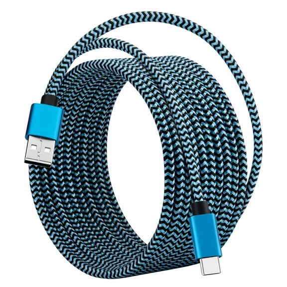 ROFAY 15FT USB Type C Cable, Nylon Braided, 3A Fast Charging, Compatible with Galaxy S22/S21, Pixel, PS5, Blue