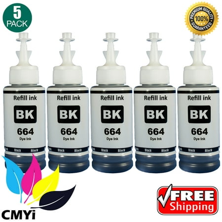CMYi Compatible Epson 664 / T664120 EcoTank Black Ink Bottle 5-Pack