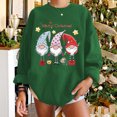 thumbnail image 2 of Pompotops Automne et Hiver Femmes Chandail Imprimé de Noël Col Rond Manches Longues Blouse Unie Hauts Chandails en Molleton, 2 of 5