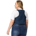 thumbnail image 4 of DARING DIVA Women's Plus Size Button Down V Neck Sleeveless Jean Waistcoat 1X Blue, 4 of 6
