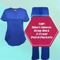 thumbnail image 5 of Natural Uniforms Women's Ultra Soft Stretch Drop-Neck 2 Pocket Scrub Top and Pants 82009200N (True Royal Blue, Medium), 5 of 7