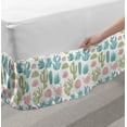 thumbnail image 2 of Succulent Bed Skirt, Pattern of Exotic Cactus Plants Desert Botanical Foliage Hipster Retro Style, Elastic Bedskirt Dust Ruffle Wrap Around for Bedding Decor, 4 Sizes, Green Pale Pink, by Ambesonne, 2 of 2