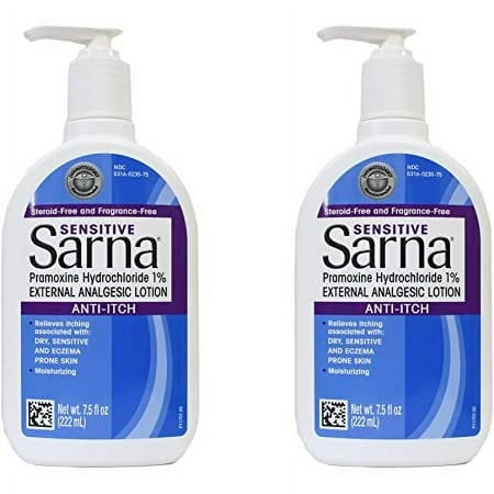 Sarna Sensitive Pramoxine Hydrochloride 1% External Analgesic Anti-Itch Lotion For Sensitive Skin, 7.5 oz Pack of 2