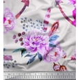thumbnail image 1 of Soimoi Pink Cotton Voile Fabric Anchor Hook & Rose Flower Print Fabric by The Yard 56 Inch Wide, 1 of 1