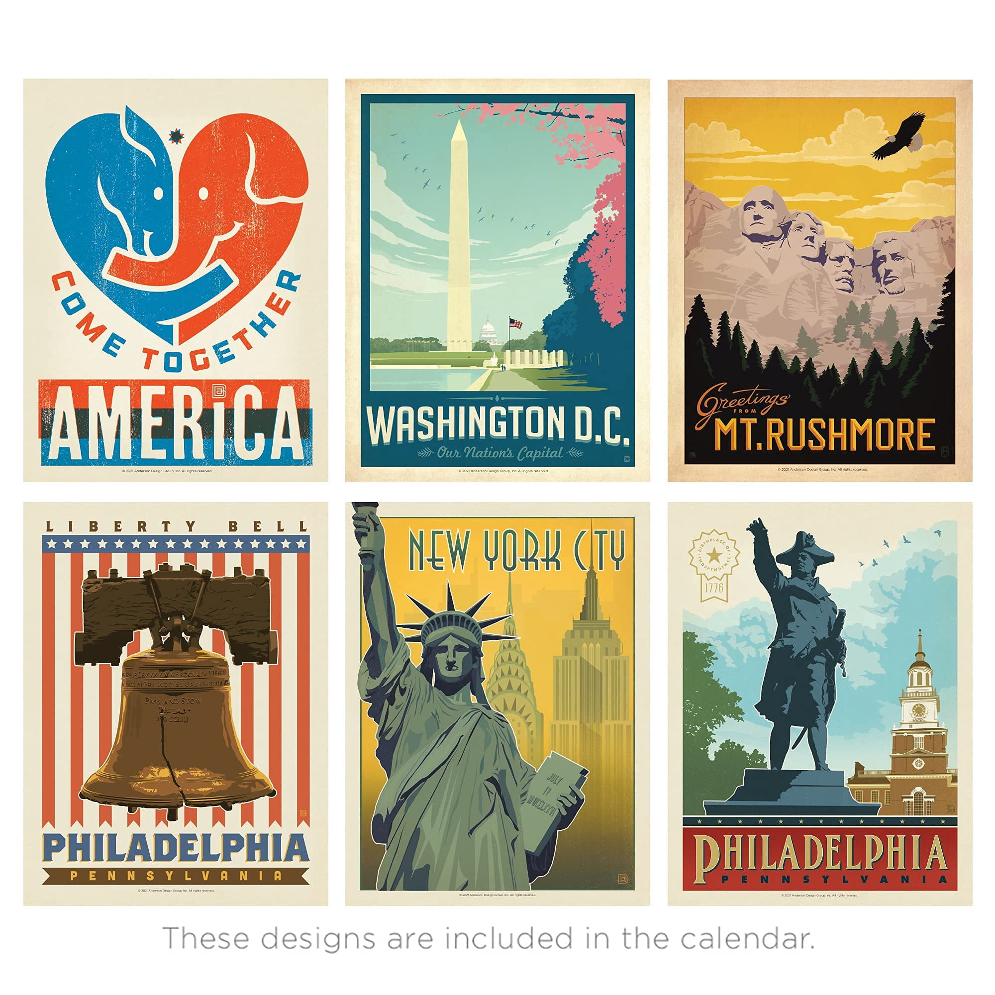 Americanflat 18 Month Wall Calendar - August 2021 to January 2023 - American Patriotism Design, 10 x 26 Inches