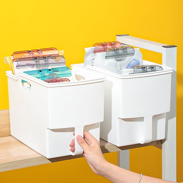Large Capacity Storage Box with Anti-slip Handle - Big Opening Raised Bottom for Miscellaneous Items in Kitchen Cabinets