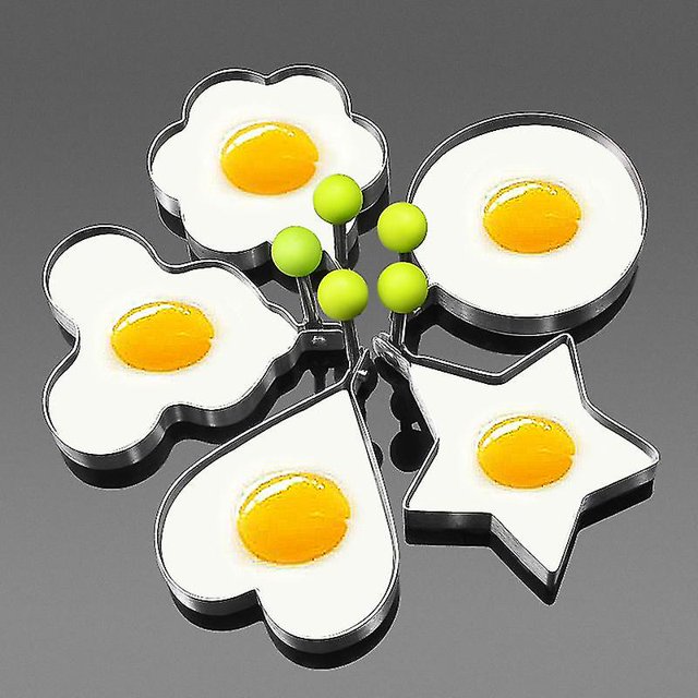 Tortilla de acero inoxidable engrosada modelo de huevo frito molde creativo de huevo frito en forma de corazón 5 piezas