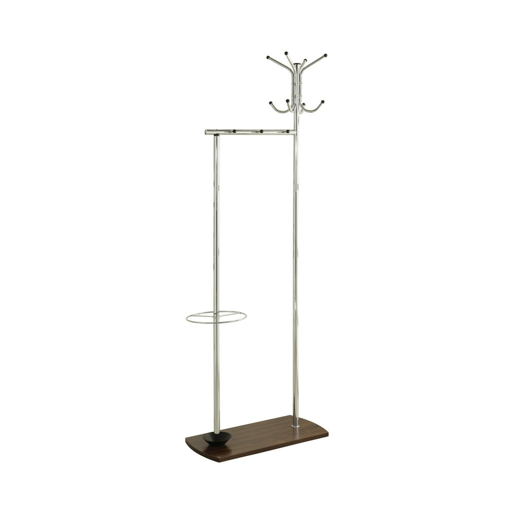 Coat Rack with Umbrella Stand Chrome and Walnut