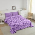 thumbnail image 3 of Erosebridal Purple Checkered Bedding Queen Comforter Set, Square Geometric Comforter Sets Queen Size, Abstract Reversible Down Comforter, Ultra Soft Bedroom Decorative, 3pcs, 3 of 8