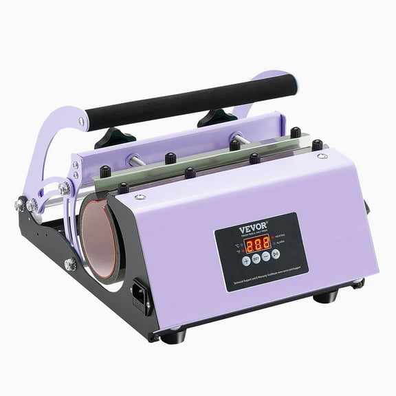 VEVOR Tumbler Heat Press Machine, 11-30oz Mug Press, Heat Up Fast and Even, Tumbler Press with Sublimation Paper, Tape and Gloves,Temp and Time Setting, for Sublimation Tumblers,Cups, Mugs, Purple