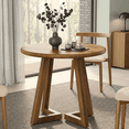 thumbnail image 3 of Fnova 31.5" Small Round Dining Table for 2-4 People, Wooden Kitchen Table for Dining Room, Living Room, Brown, 3 of 8