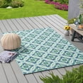 thumbnail image 2 of Noble House Jada 90x63" Indoor/Outdoor Fabric Geometric Area Rug in Blue/Green, 2 of 5