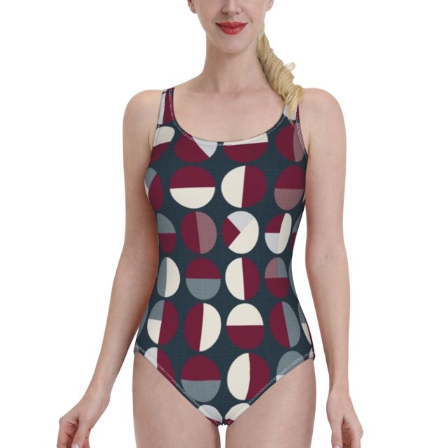 Pattern Circle Print One Shoulder Ruffle Swimsuits One Piece Swimsuit Women Swimwear Beach Bathing Wear