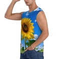thumbnail image 3 of Fotbe Blue Sky Sunflower Men's Camiseta sin Mangas Estampada para Hombres, Playera Casual para Gimnasio, Entrenamiento, Playa-Large, 3 of 7