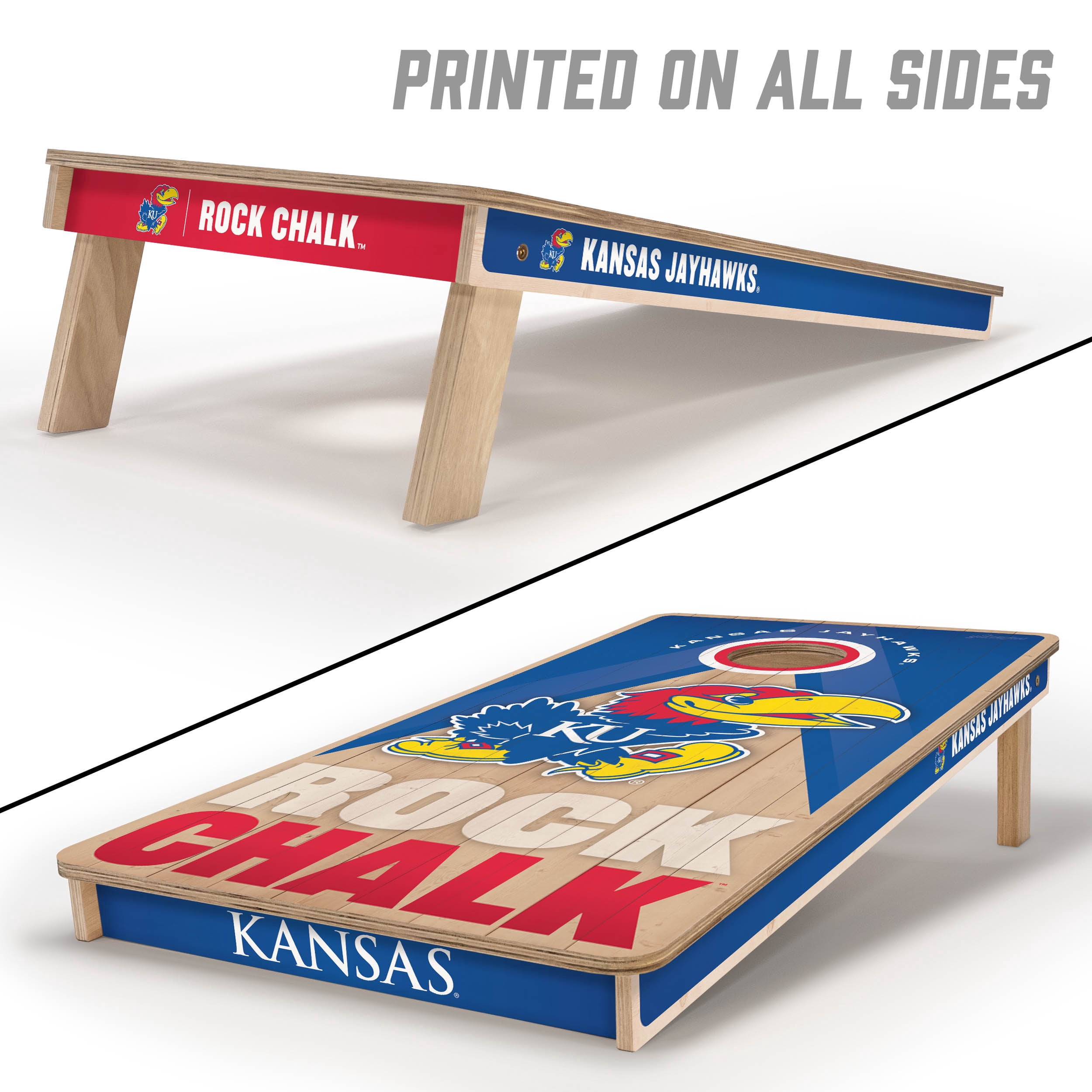 YouTheFan NCAA Kansas Jayhawks 2X4 Slogan Series Cornhole NO BAGS
