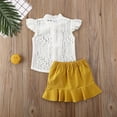 thumbnail image 3 of 2Pcs Kids Baby Girl Clothes Set Ruffles Sleeve Pageant Lace T-shirt Top Ruffles Skirt, 3 of 5
