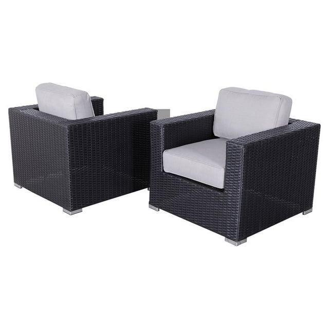 Living Source International Chaises de Patio avec Coussins Gris/noir (Ensemble de 2)