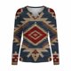 thumbnail image 2 of TaTaai Western Print Blouse Lightweight Soft Women's Fashion Retro Round Neck Long Sleeve Button Detail Loose Casual Spring Daily Wear Top Gift, 2 of 5