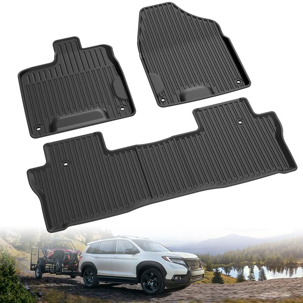 TPE Floor Mats for Honda Passport, Black 2 Row Floor Liner Set All