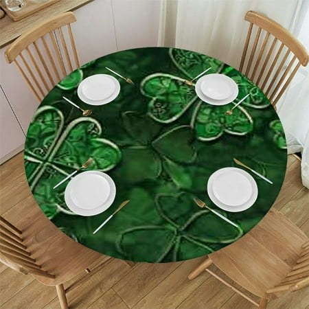 

BANET Cloth Round Saint Patrick s Day Reusable Tablecloth Waterproof Outdoor Tablecloth Table Cover for Kitchen Party Picnic Valentines Decorations 42 -46