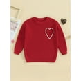 thumbnail image 2 of Bslissey Toddler Girls Valentine’s Day Oversized Sweaters Long Sleeve Heart Embroidery Knit Pullovers Infant Baby Loose Knitwear Jumper Tops for Casual Daily 6M-3T, 2 of 8