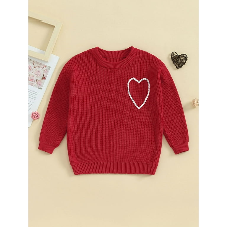 Round Neck Heart Loose Long Sleeve Knitting Sweaters Round Neck Heart Loose Long Sleeve Knitting Sweaters