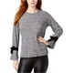 thumbnail image 1 of Kensie Blusa de punto con manga anudada para mujer, gris, extragrande, 1 of 2