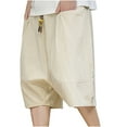 thumbnail image 2 of HOOMEUMY Men's Baggy Linen Shorts with Pockets Drawstring Elastic Waist Summer Beach Shorts Solid Loose Fit Short Pants Plus Size Beige 6, 2 of 8