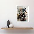 thumbnail image 2 of Motocross Racer Paint Splat Action Shot Portrait Art Print Framed Poster Wall Decor 12x16 inch, 2 of 5