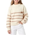 thumbnail image 4 of Girls Mock Neck Loose Knit Sweaters Kids Long Sleeve Warm Cute Fashion Pullover Tops 4-12 Years Khaki 11-12 Years, 4 of 6