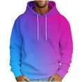 thumbnail image 2 of UVEASISHA Mens Graphic Hoodies Trendy Gradient Print Hooded Sweatshirt Long Sleeve Drawstring Hipster Casual Pullover Tops with Pocket Purple M, 2 of 5