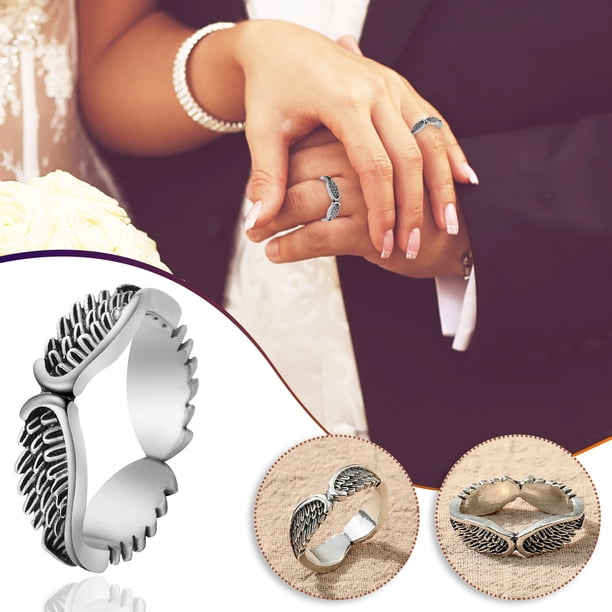 Anillos para mujer, regalos para mujer, anillo de ala retro para mujer, hombre, compromiso, boda, accesorios de joyería, mujer, hombre, conejo orn