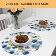 thumbnail image 5 of Blue Floral Round 13 Inch Placemats Set of 2, Vintage Cornflower Leaves Rustic Plants HeatResistant Non Slip Place Mats for Dining Table, Wipeable Braided Kitchen Table Mats for Housewarming, 5 of 9
