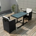 thumbnail image 1 of vidaXL Ensemble Bistro 3 Pcs avec Coussins en Rotin Poly Noir, 1 of 5