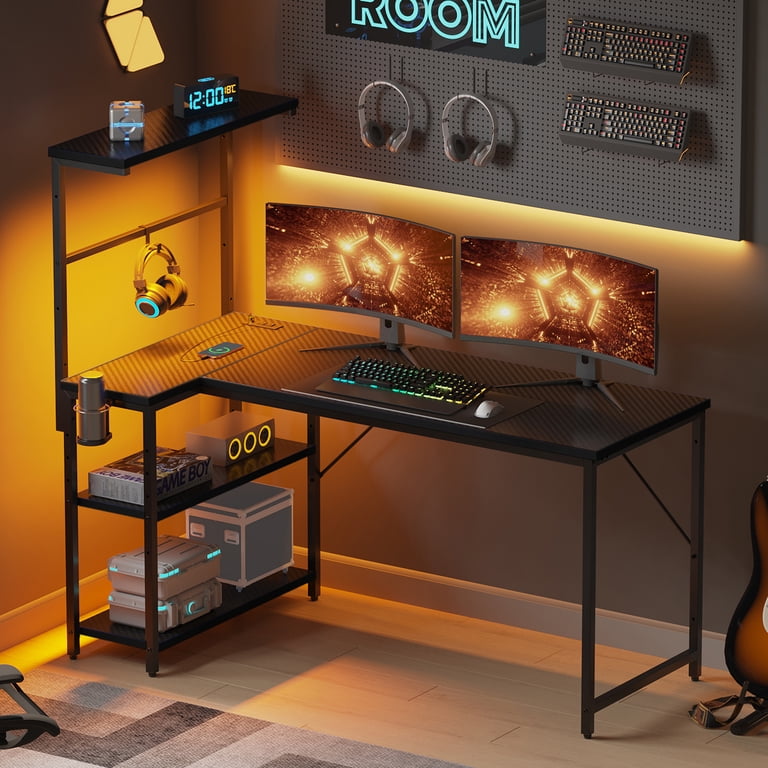 RSPGAME 51" L-Shaped Gaming Desk with LED Lights and Outlets photo 7