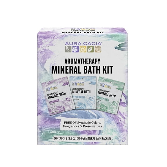 Aura Cacia Aromatherapy Mineral Bath Kit, 2.5 oz Packets (3 Pack)