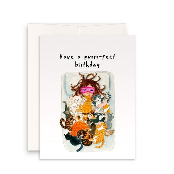 Cute Cat Birthday Card - "Have a Purrr-fect Birthday" – Fun Pet-Inspired Design – Envelope Included, Blank Inside – Perfect for Cat Lovers and Friends