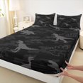 thumbnail image 3 of Feelyou Kid Cartoon Dinosaur Queen Sheet Sets, Black Camo Abstract Bed Set, 4 Pieces, 3 of 7