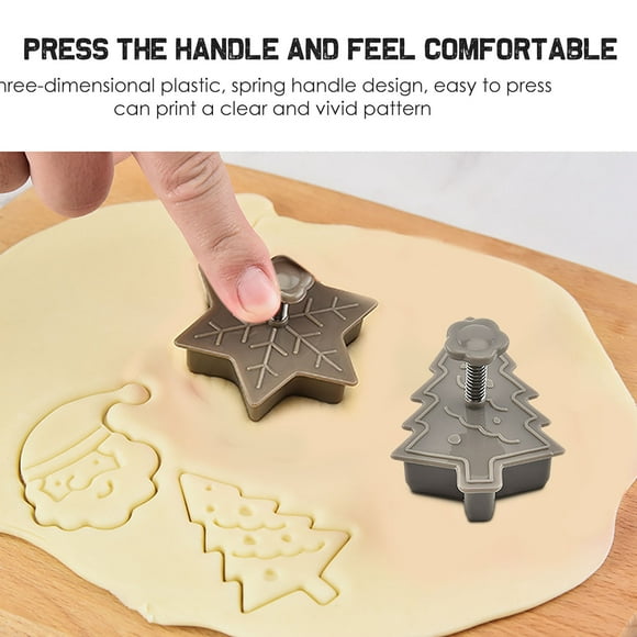 TIELUTT Christmas Cookie Three- Spring Pressing Cookie Baking Lunch Punch Holiday Cookie Variety Pack Mini Fondant Shapes Vacuum Seal Containers Heat Seal