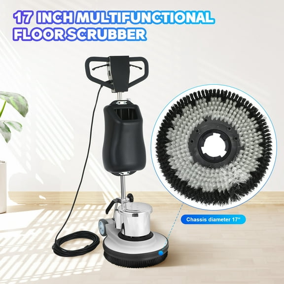Commercial Floor Scrubber Machine, 1100W Heavy Duty Floor Cleaner Polisher and Buffer