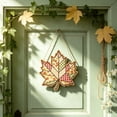 thumbnail image 7 of Fall Maple Leaf Wooden Door Hanger, 11.8" Plaid Patchwork Welcome Sign, Rustic Front Door Ornament, Thanksgiving Harvest Wall Pendant, Farmhouse Home Art Decor, Autumn Entryway Hanging Plaque, 7 of 7