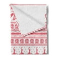 thumbnail image 2 of Nordic Soft Flannel Fleece Blanket, Winter Christmas Ornamental Illustration with Snowflakes Reindeers Animal Pattern, Cozy Plush for Indoor and Outdoor Use, 50" x 70", Coral White, by Ambesonne, 2 of 5