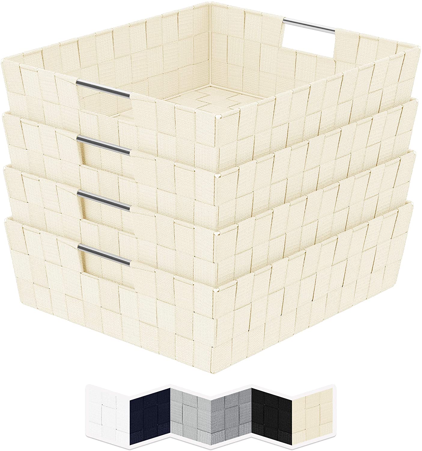 NEATERIZE Set of Storage Bins 4 Medium Sized Nylon Woven Storage