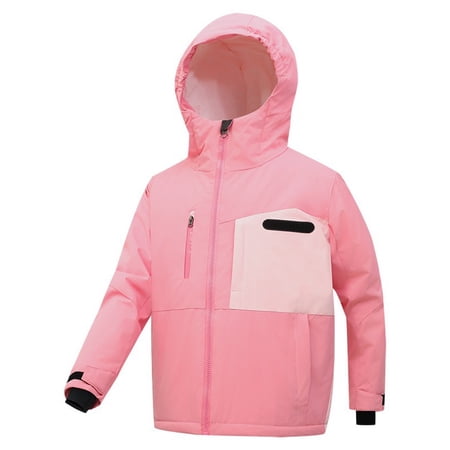 Ruyang Boys Girls Ski Jackets School Puffer Coat Winter Padded Warm Hooded Outwear Pockets Zip Up Thermal Sports Coats