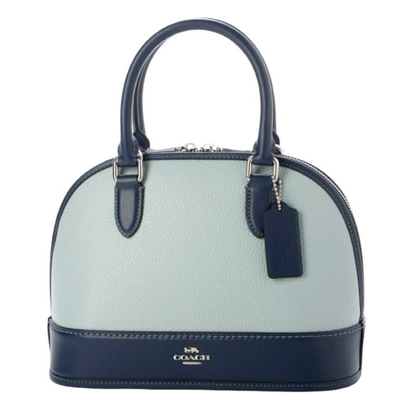Coach Women's Sabrina Colorblock Satchel Bag in Pebbled Leather (Light Blue)