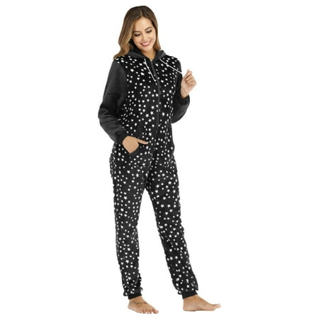 

Women S Sleepwear Women S Fleece Pajamas Sleepwear Christmas Pajamas Hooded Jumpsuit Rompers Clubwear Nightwear Plush Onesie Womens Sleepwear Polyester Black Xl