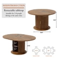 thumbnail image 2 of ChVans 47"-63" Extendable Round Dining Table with Storage, Modern Farmhouse Kitchen Table for 4-8, Round Table with Wood Strip Base, Circle Dining Table, Walnut, 2 of 10