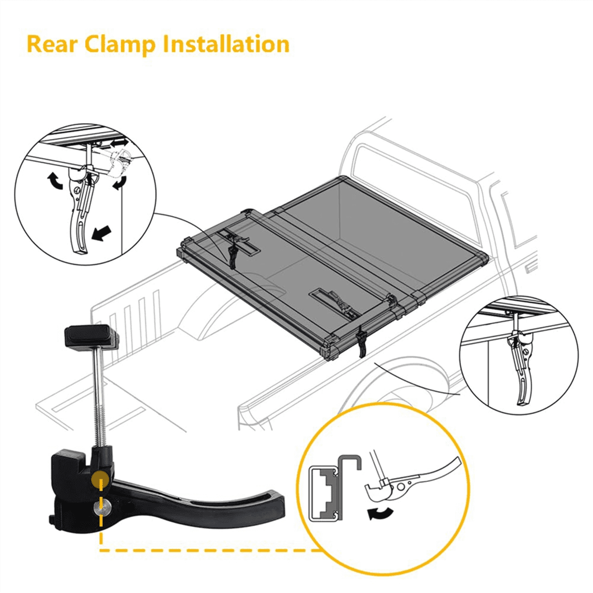 Truck Tonneau Cover Replacement Installation Accessory Fit for Tri-Fold & Quad-Fold Truck Bed Cover Hard Folding