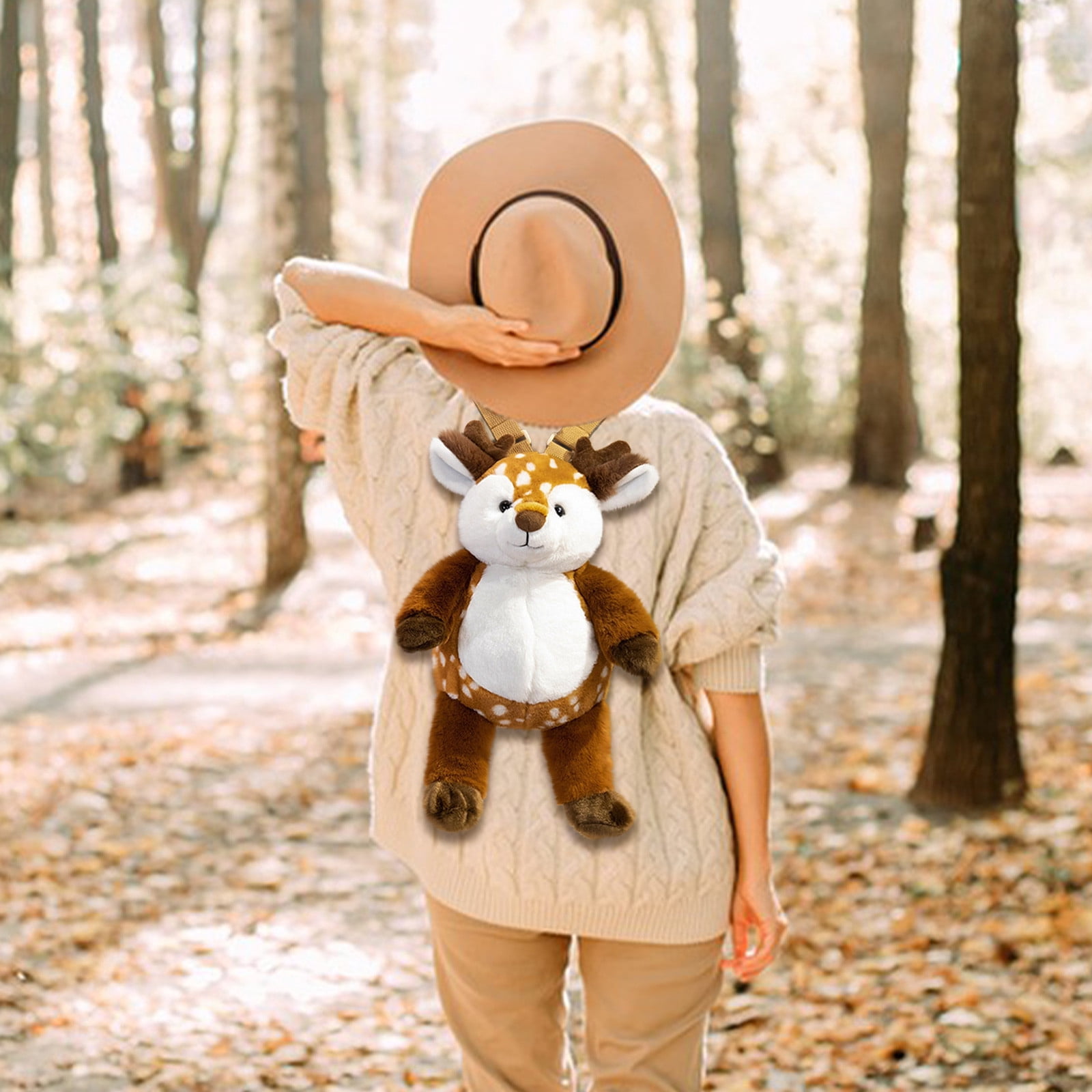 SPOORYYO Forest Animals Plushie Toy Backpack Cute Animal Shaped Stuffed Toy with Straps Adorable Rabbits for School Birthday Gift